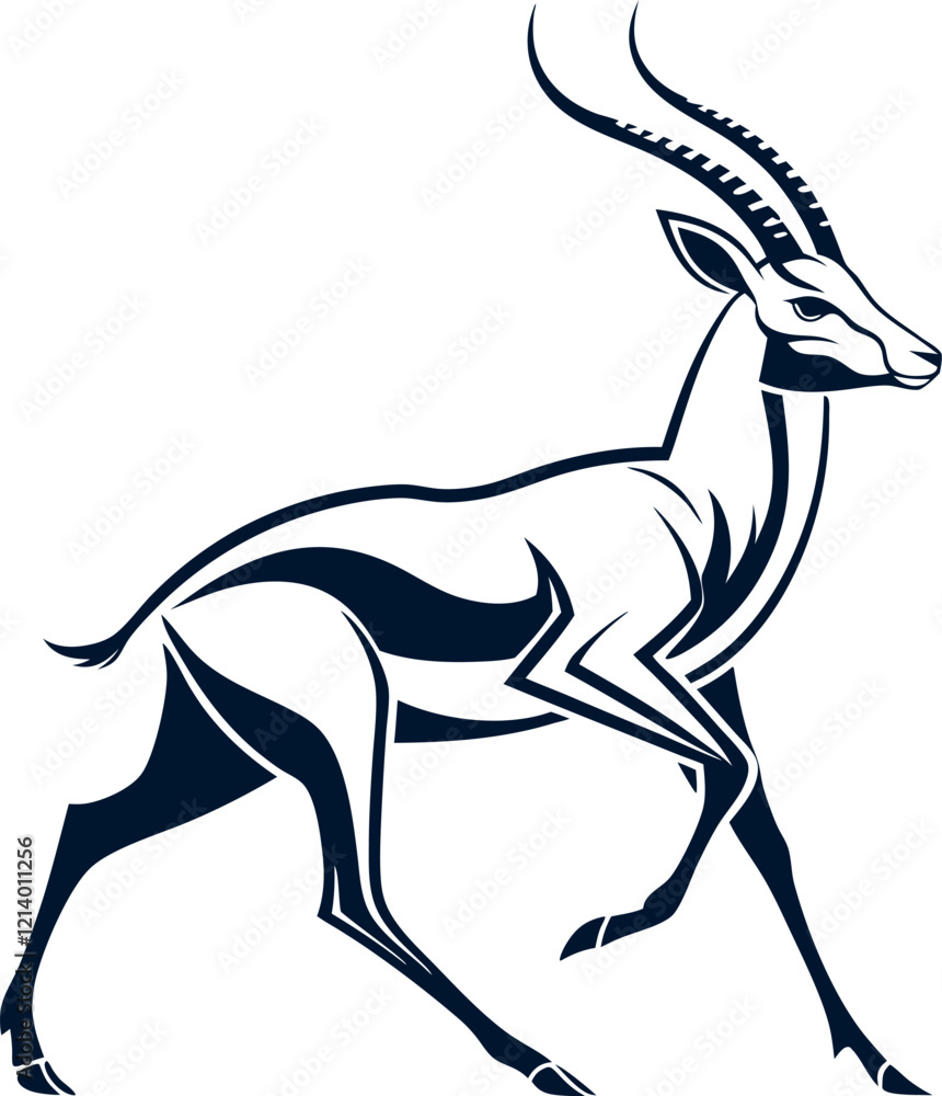 Obraz premium Vector silhouette image of an antelope.