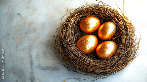 Wallpaper Mural Golden Eggs in a Nest: A Symbol of Wealth and Prosperity Torontodigital.ca