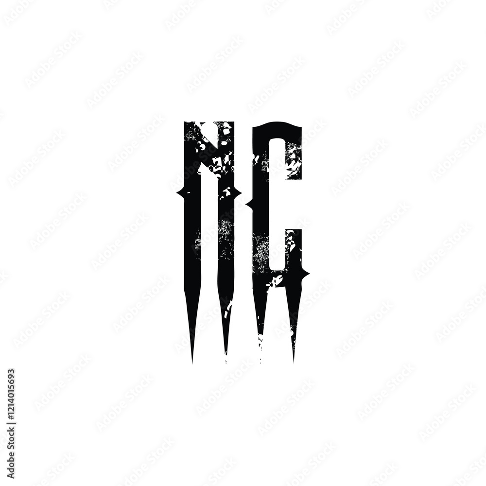Obraz premium NC monogram logo design letter text name symbol monochrome logotype alphabet character simple logo