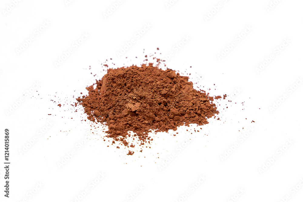 Heap of Cocoa powder scattered isolated on white background. Heap of Cocoa powder scattered isolated on white background.