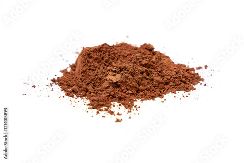 Heap of Cocoa powder scattered isolated on white background.