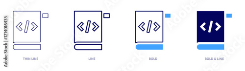 Programming basics icon in 4 different styles. Thin Line, Line, Bold, and Bold Line. Duotone style. Editable stroke