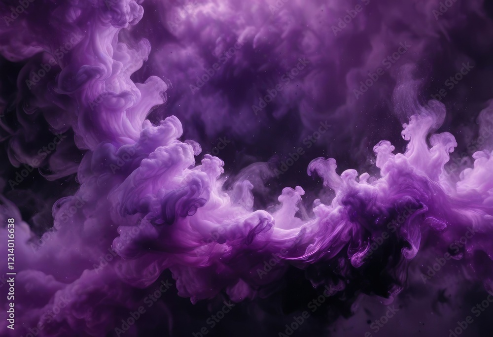 Fototapeta premium Ethereal and mysterious dark swirling smoke wave background with purple and black clouds , black, atmospheric