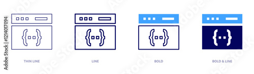Programming language icon in 4 different styles. Thin Line, Line, Bold, and Bold Line. Duotone style. Editable stroke