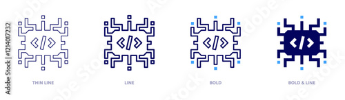 Programming skills icon in 4 different styles. Thin Line, Line, Bold, and Bold Line. Duotone style. Editable stroke