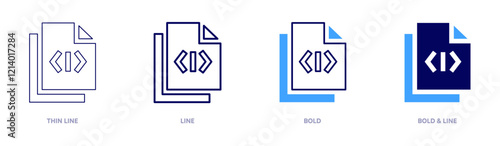 Programming software icon in 4 different styles. Thin Line, Line, Bold, and Bold Line. Duotone style. Editable stroke