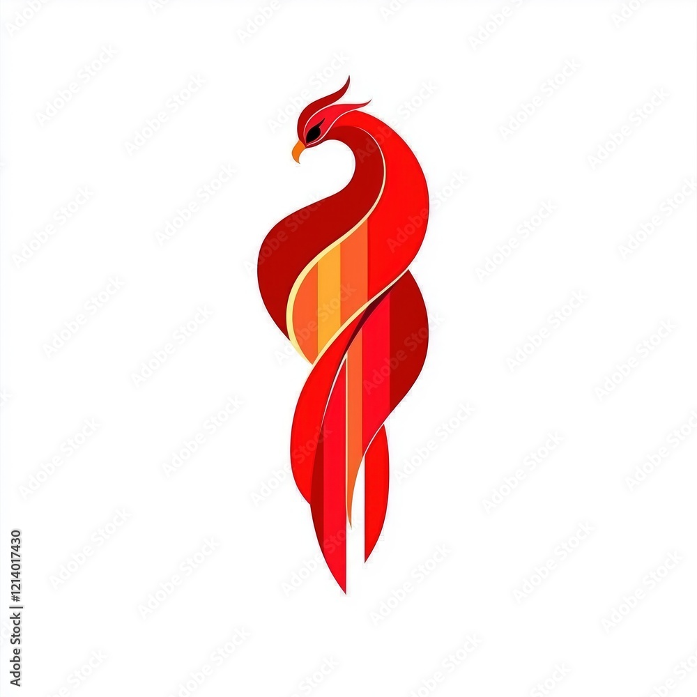 Abstract Red Phoenix Bird Design, Elegant Logo, Vector Illustration Abstract Red Phoenix Bird Design, Elegant Logo, Vector Illustration