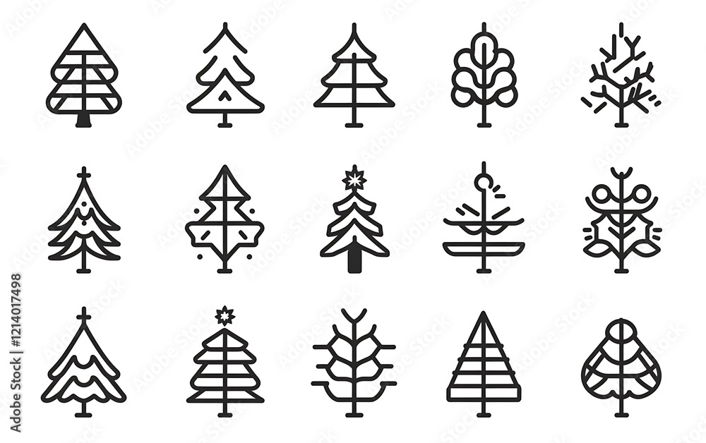 Obraz premium Abstract Christmas Tree Icons Set