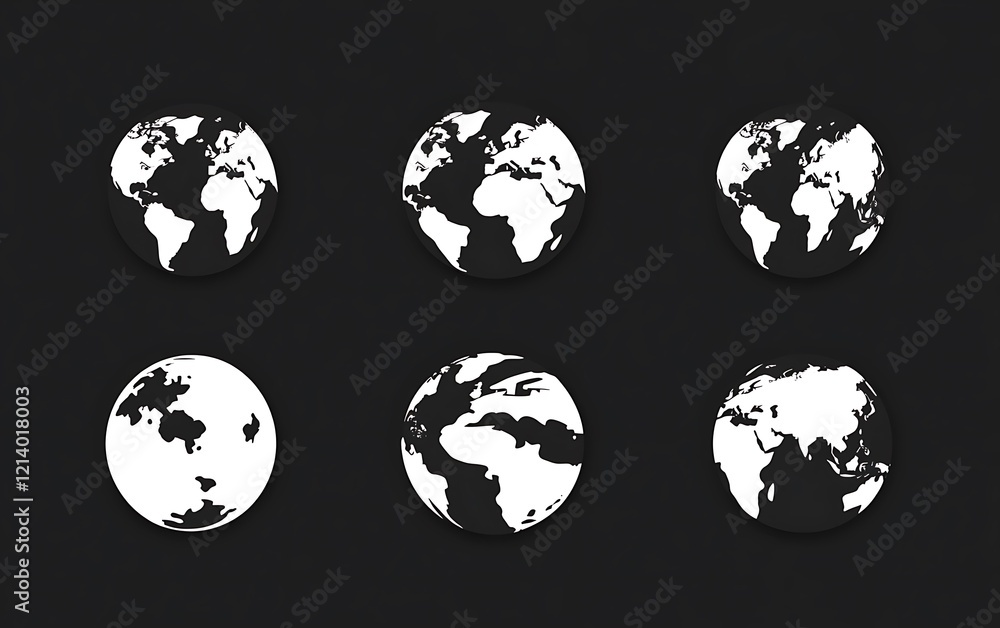 Obraz premium Simple globe icons on dark background. Possible use Web design element