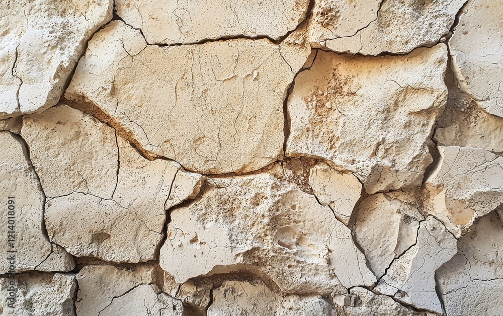 Fototapeta premium A close-up of the surface of a stone with visible rough edges and small cracks.