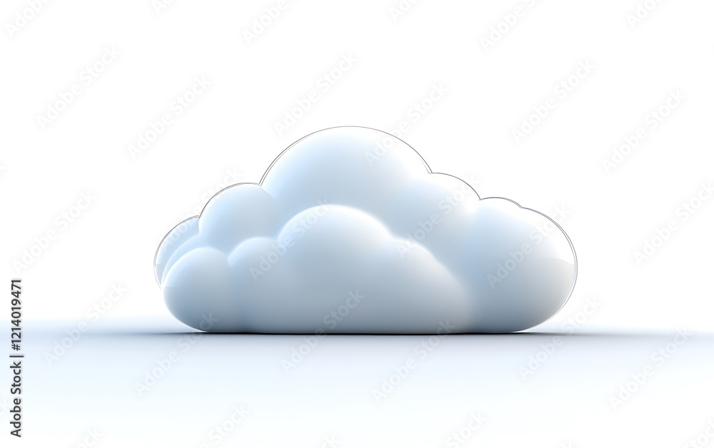 3D cloud graphic, simple, digital, isolated, white background, illustration, potentially for technology, web design 3D cloud graphic, simple, digital, isolated, white background, illustration, potentially for technology, web design