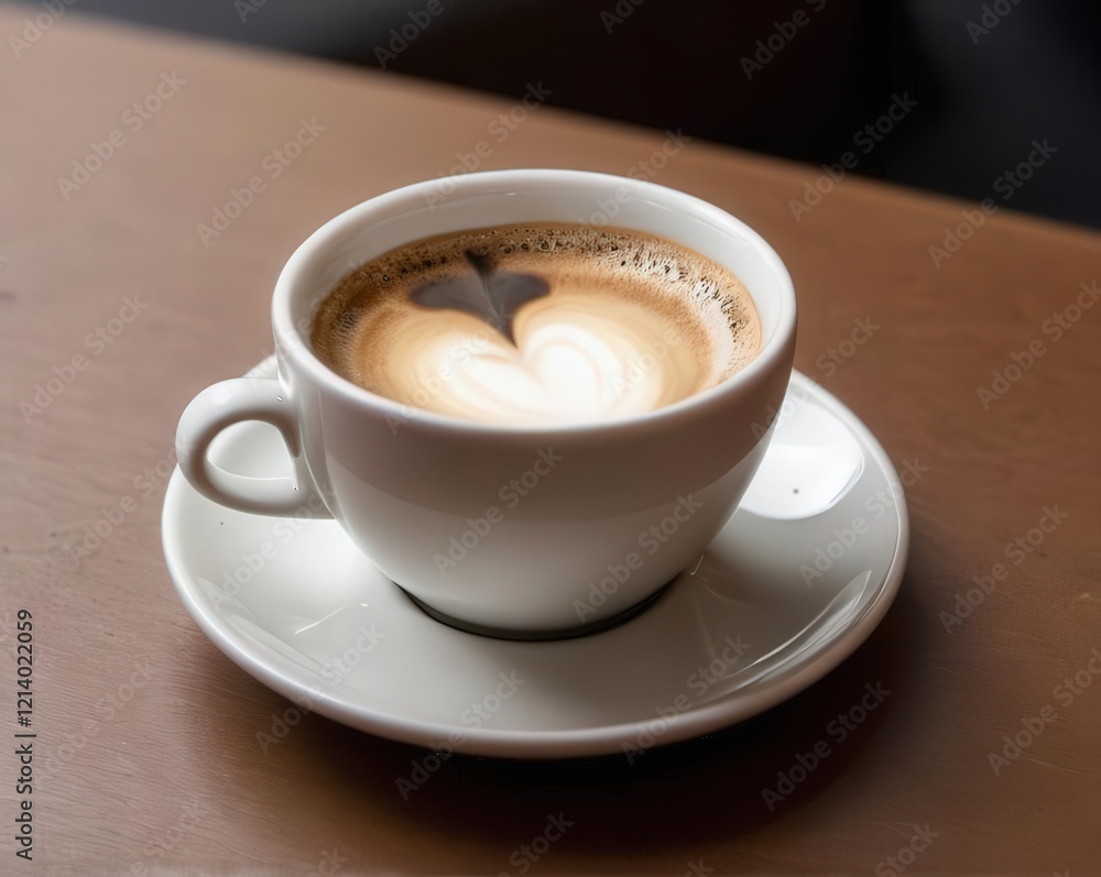 Heart-shaped latte art on a wooden table Heart-shaped latte art on a wooden table