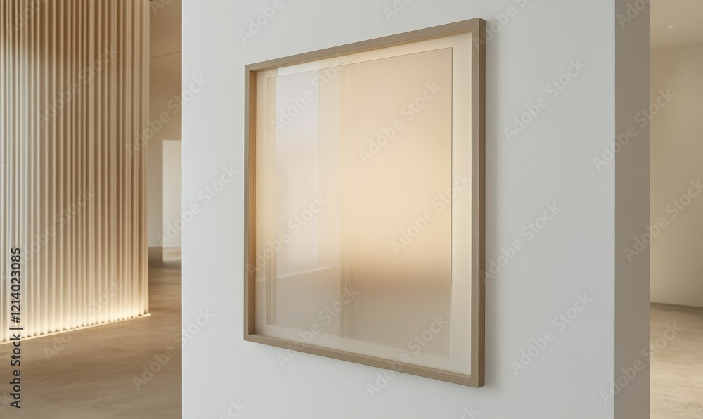 Framed picture hangs on a plain white wall. Framed picture hangs on a plain white wall.
