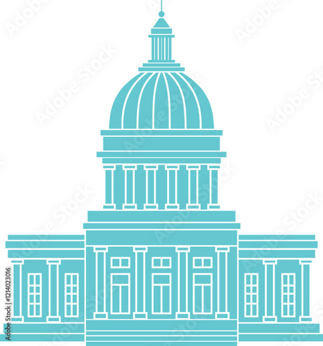 University building silhouette. Vector isolated decoration element.