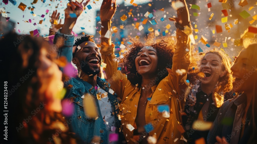 A visual of a community event where people are united in celebration after a significant win. A visual of a community event where people are united in celebration after a significant win.