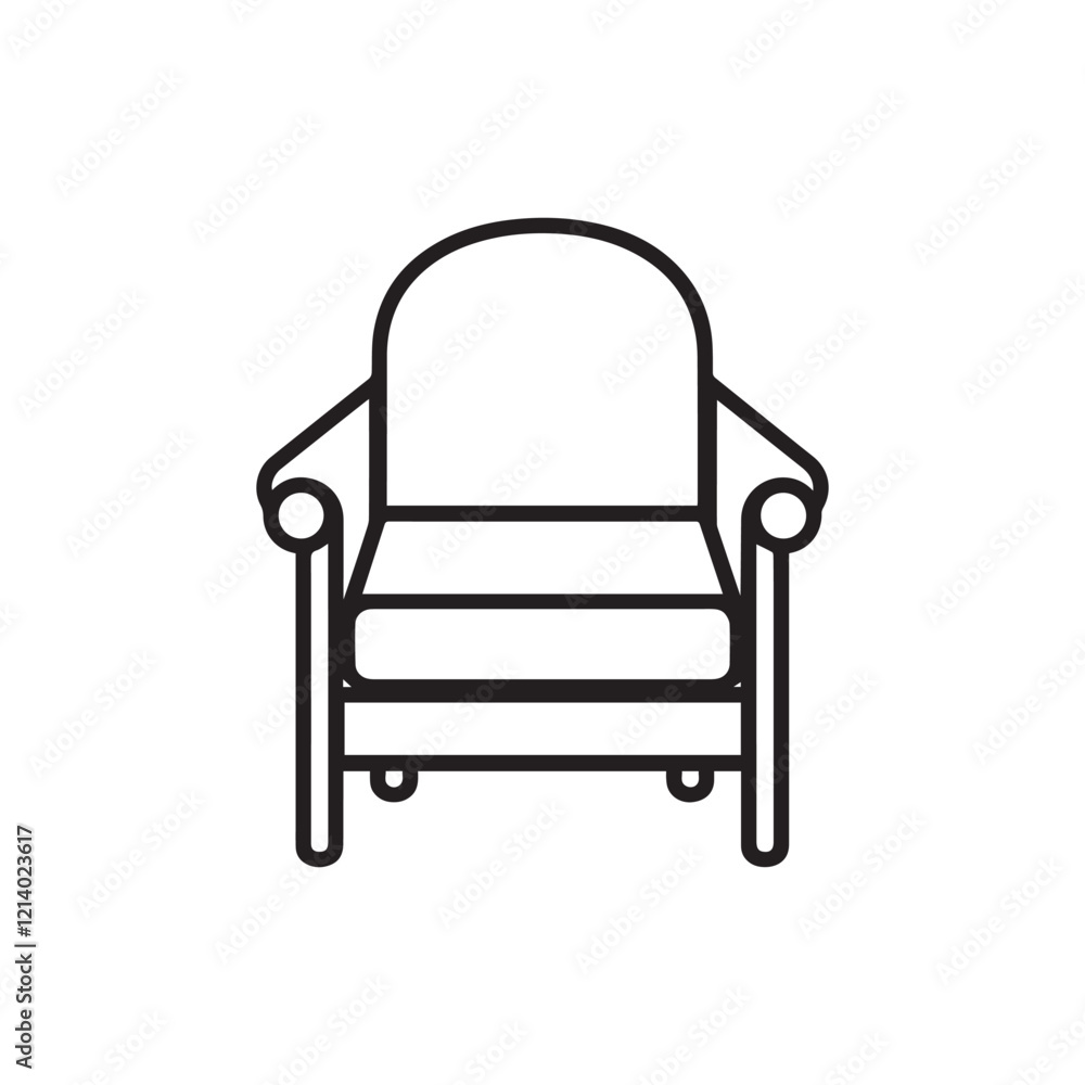 Armchair black Icon and white background. Armchair black Icon and white background.