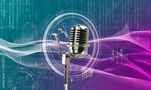 Retro microphone podcast digital background