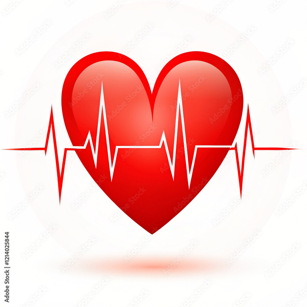 red heart features a white cardiogram line across its surface, symbolizing vitality and health red heart features a white cardiogram line across its surface, symbolizing vitality and health