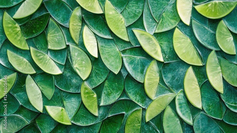 Fototapeta premium Abstract Green Glass Leaves Pattern Background.