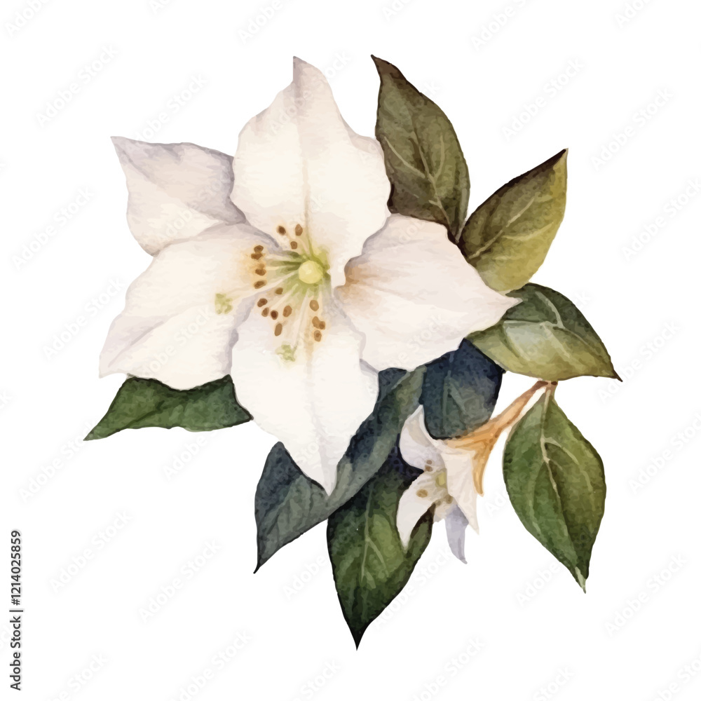 Obraz premium watercolor Night Queen flower isolated white background