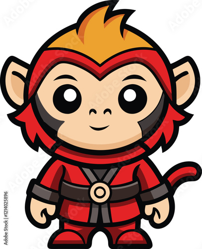 Cute Cartoon Monkey in Red Outfit