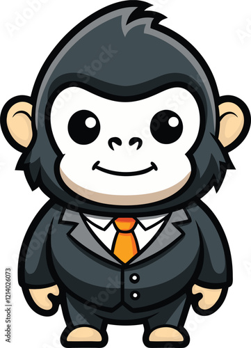  cartoon illustration of a gorilla wearing a business suit and tie photo