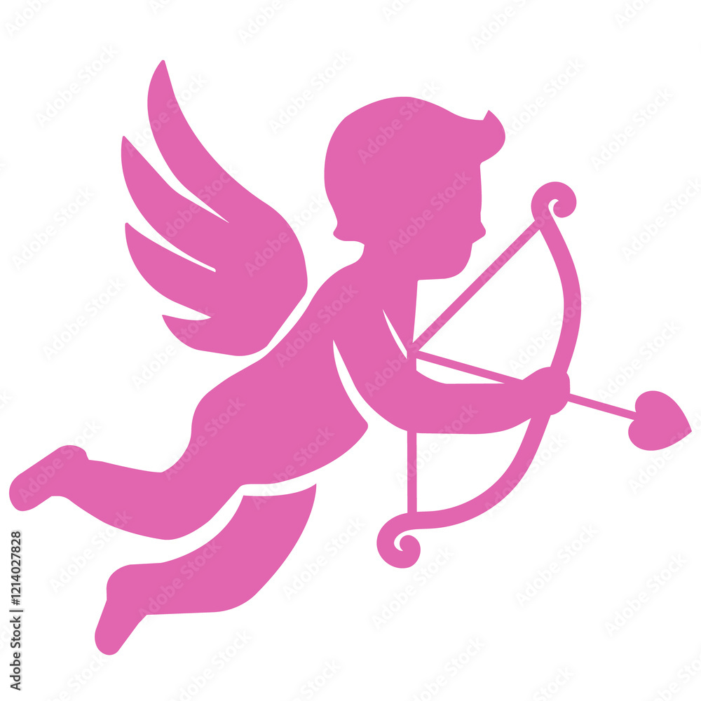 Minimalist Pink Cupid with Bow and Arrow Minimalist Pink Cupid with Bow and Arrow