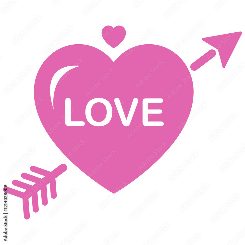 Pink Heart with Love and Arrow Icon Pink Heart with Love and Arrow Icon