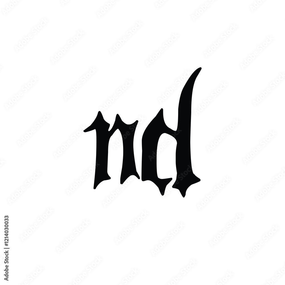 Fototapeta premium ND monogram logo design letter text name symbol monochrome logotype alphabet character simple logo