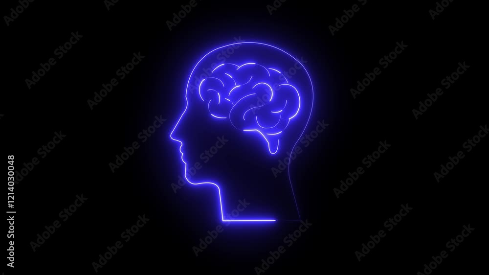 Brain and human head icon, Human head line icon animation. Human head with neon brain emblem, Human head with neon brain emblem, medicine, sign, human body part, and human brain Brain and human head icon, Human head line icon animation. Human head with neon brain emblem, Human head with neon brain emblem, medicine, sign, human body part, and human brain