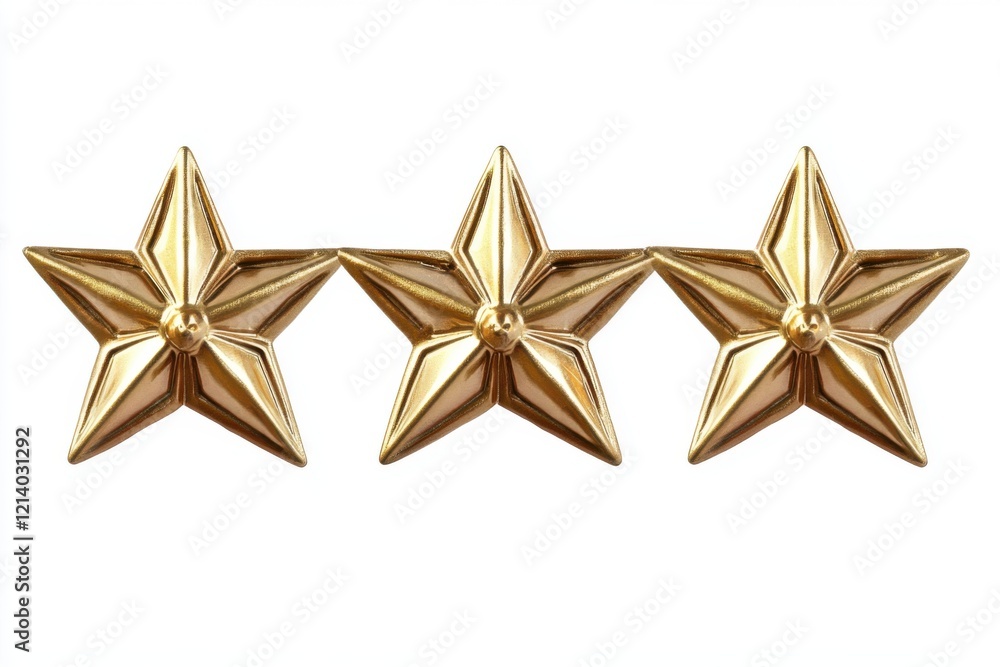 An symbol of a five-star review with five golden stars in a row, set against a white backdrop. Generative Ai An symbol of a five-star review with five golden stars in a row, set against a white backdrop. Generative Ai
