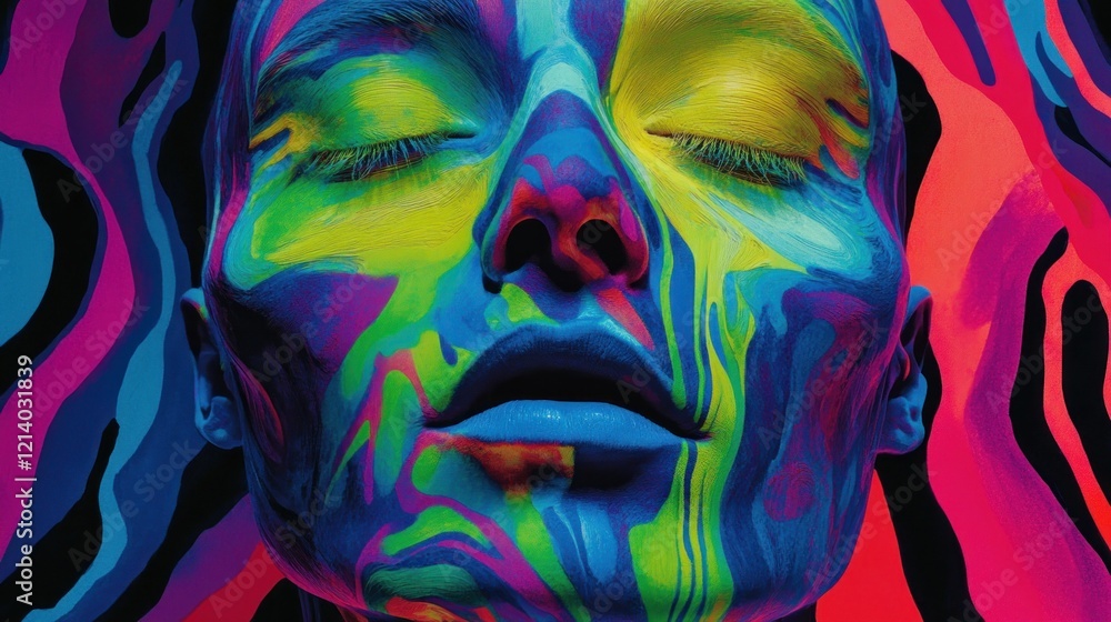 Vibrant Colorful Paint On A Human Face Vibrant Colorful Paint On A Human Face