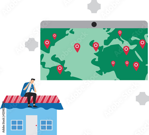 Franchise business placement, Choosing a Franchise Location for Best Possible Success, franchise business strategy, businessman plotting franchise location on world map on laptop