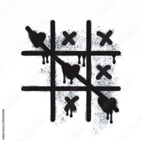 Graffiti love kanji icon sprayed with black paint on white. Love kanji symbol isolated on white background. Vector illustration