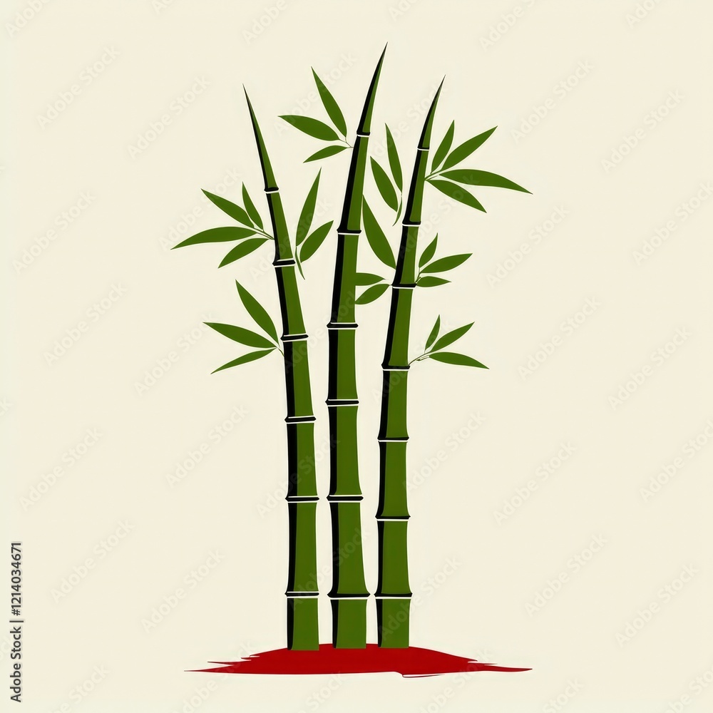 Obraz premium Stylized Illustration of Three Bamboo Plants