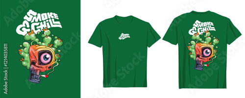 marijuana-themed graphic with a cool and edgy vibe. Designed to stand out on t-shirts or other apparel