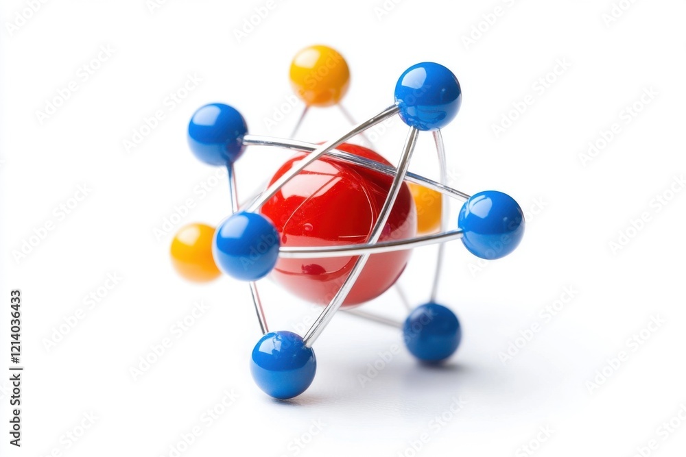 Obraz premium An single atom model on a white backdrop. Generative Ai