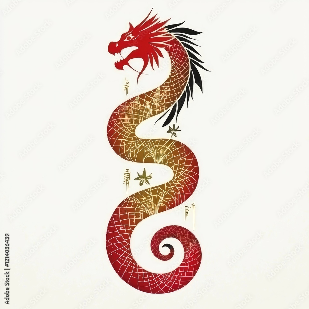 Elegant Red and Gold Dragon Design Elegant Red and Gold Dragon Design