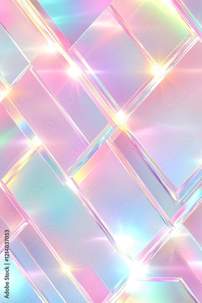 Holographic Gradient Background with Diagonal Lines and Hot Pink and Soft Mint Geometric Hexagons on Abstract Design Holographic Gradient Background with Diagonal Lines and Hot Pink and Soft Mint Geometric Hexagons on Abstract Design