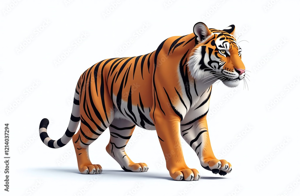 Obraz premium Majestic tiger in detailed artwork on white background...