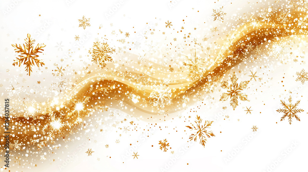 Golden snowflakes and sparkles create a festive atmosphere during winter celebrations