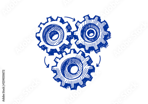 Gears hand drawn sketch vector