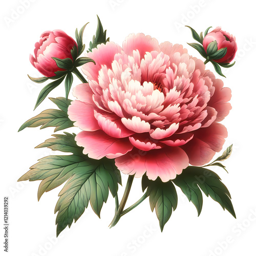 Peony Victorian Flower Illustration Floral Blooms Sketch