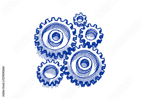 Gears hand drawn sketch vector