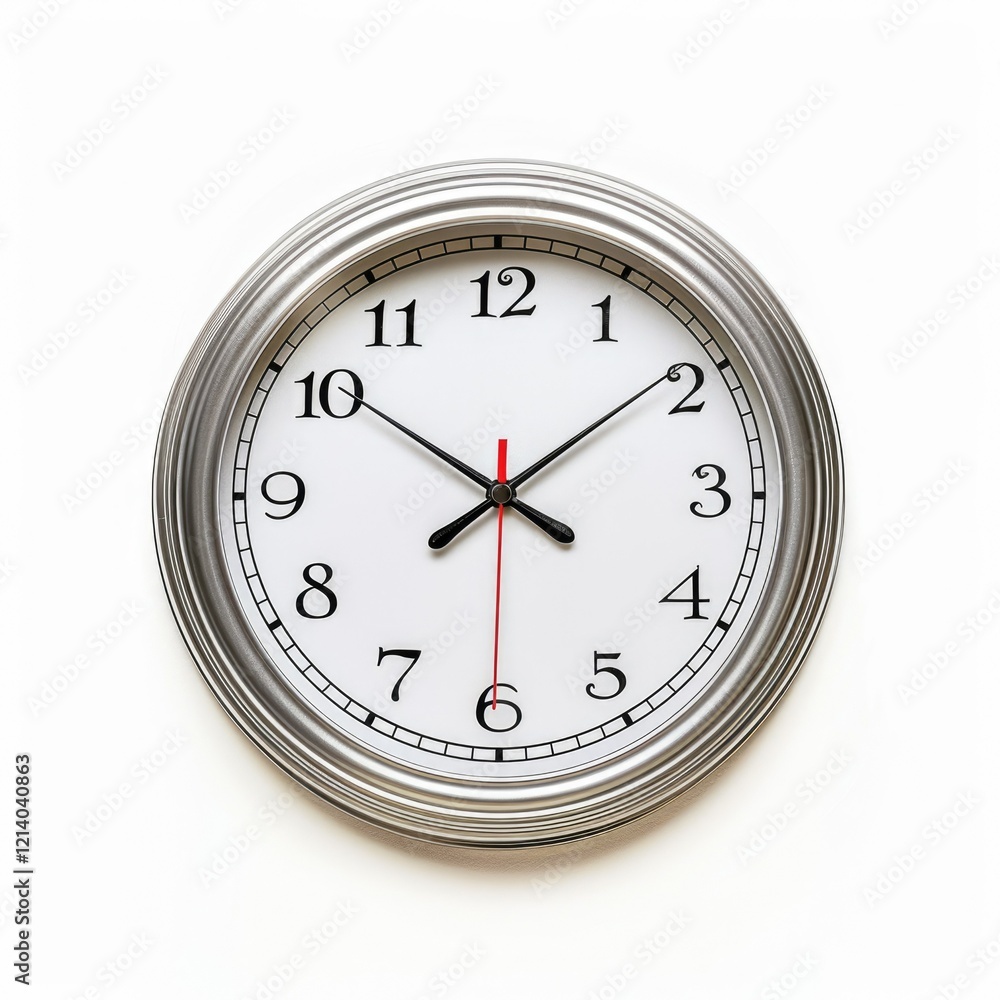 Analog metal wall clock on white background. Analog metal wall clock on white background.
