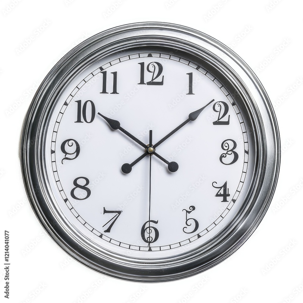 Analog metal wall clock on white background. Analog metal wall clock on white background.