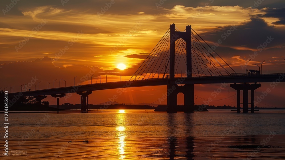 Obraz premium Bridge Silhouette at Sunset