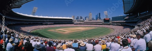 Day at the Cricket Match, Melbourne Cricket Ground Filled to Capacity with Spectators photo