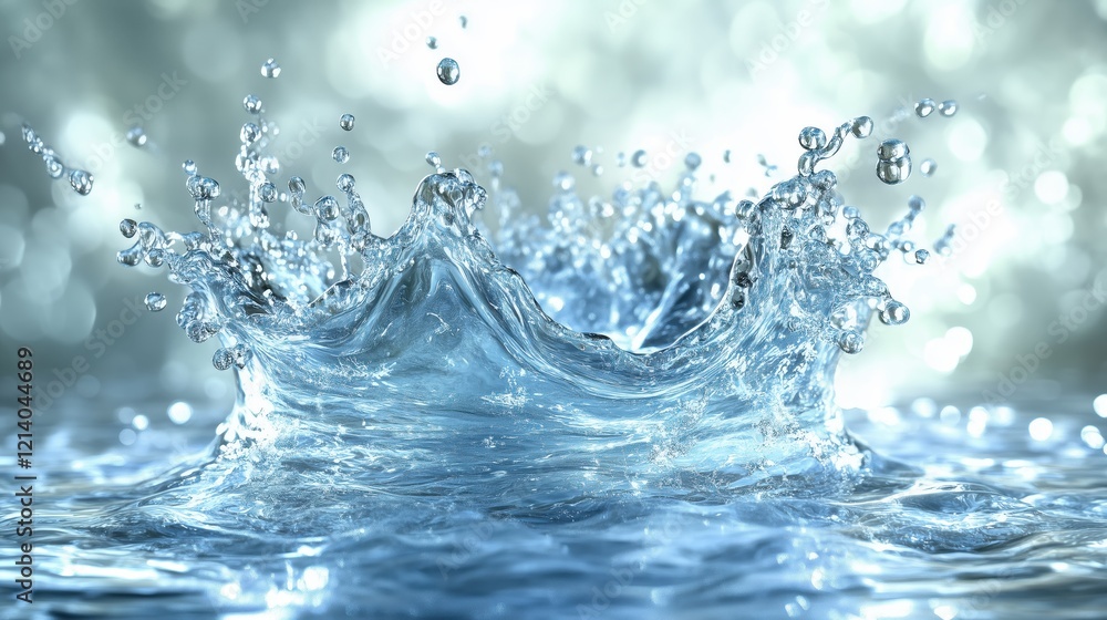 Water splash creates dynamic ripples in serene blue backdrop, capturing motion and tranquility Water splash creates dynamic ripples in serene blue backdrop, capturing motion and tranquility