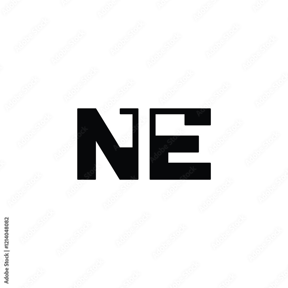 Obraz premium NE monogram logo design letter text name symbol monochrome logotype alphabet character simple logo